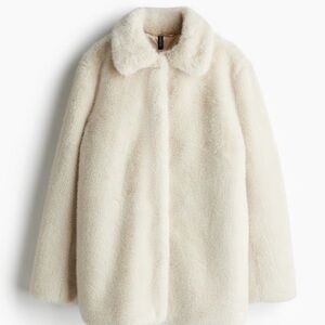 H&M Cream Faux Fur Coat
